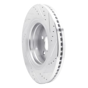 Dodge Ram 1500 Brake Rotor (1) - Front Left - R1 Concepts - Drilled & Slotted - Silver - `04-`06